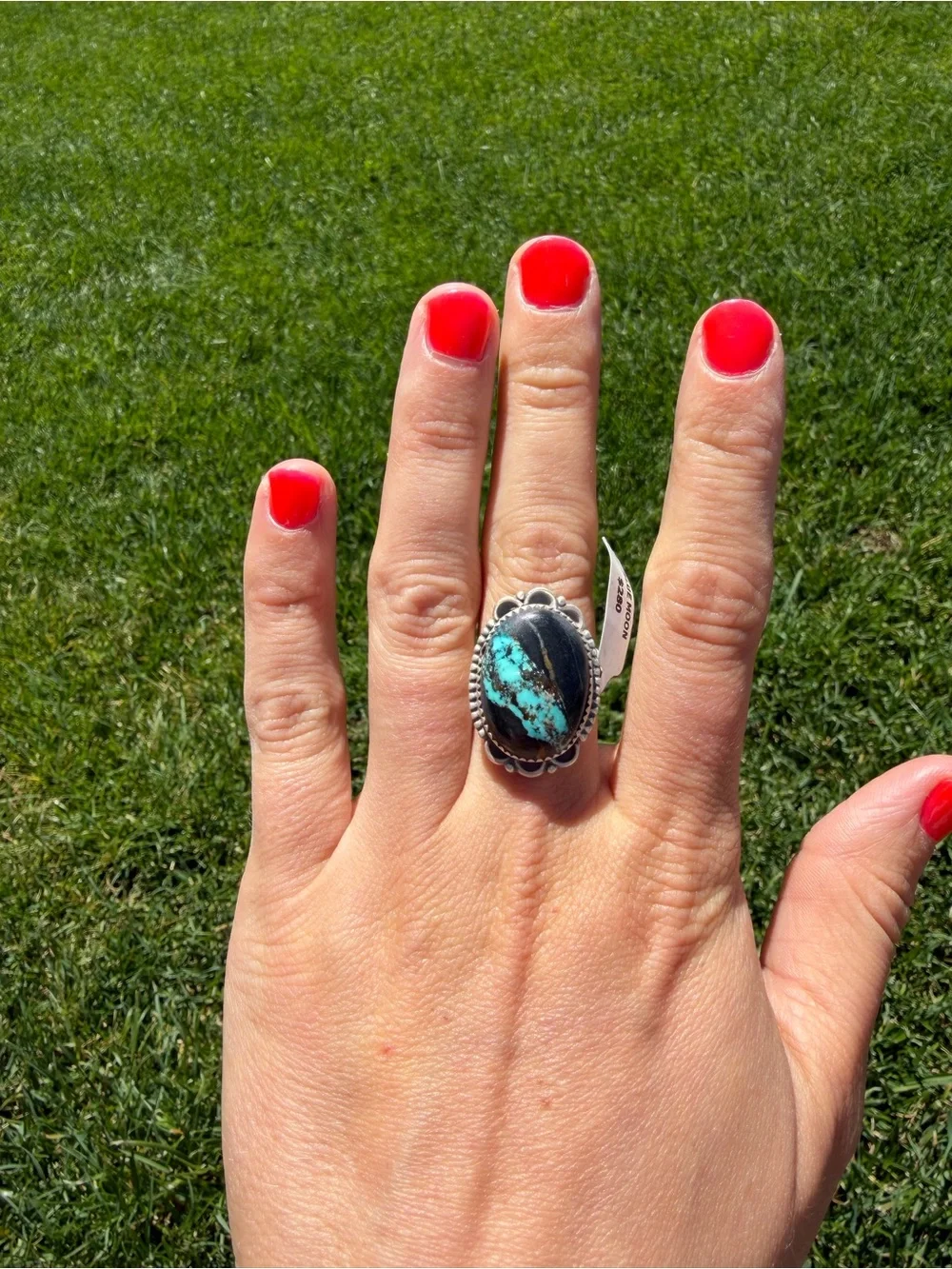 Blue Moon Turquoise and Sterling Silver Adjustable Ring - Southwest Style